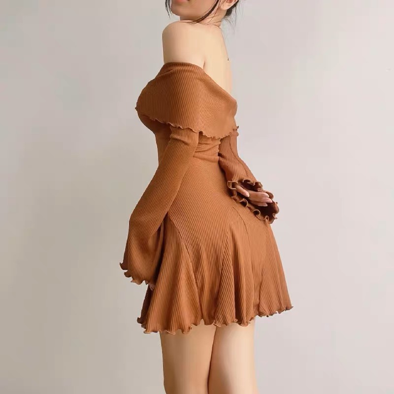 Off Shoulder Dress (Brown or Black)