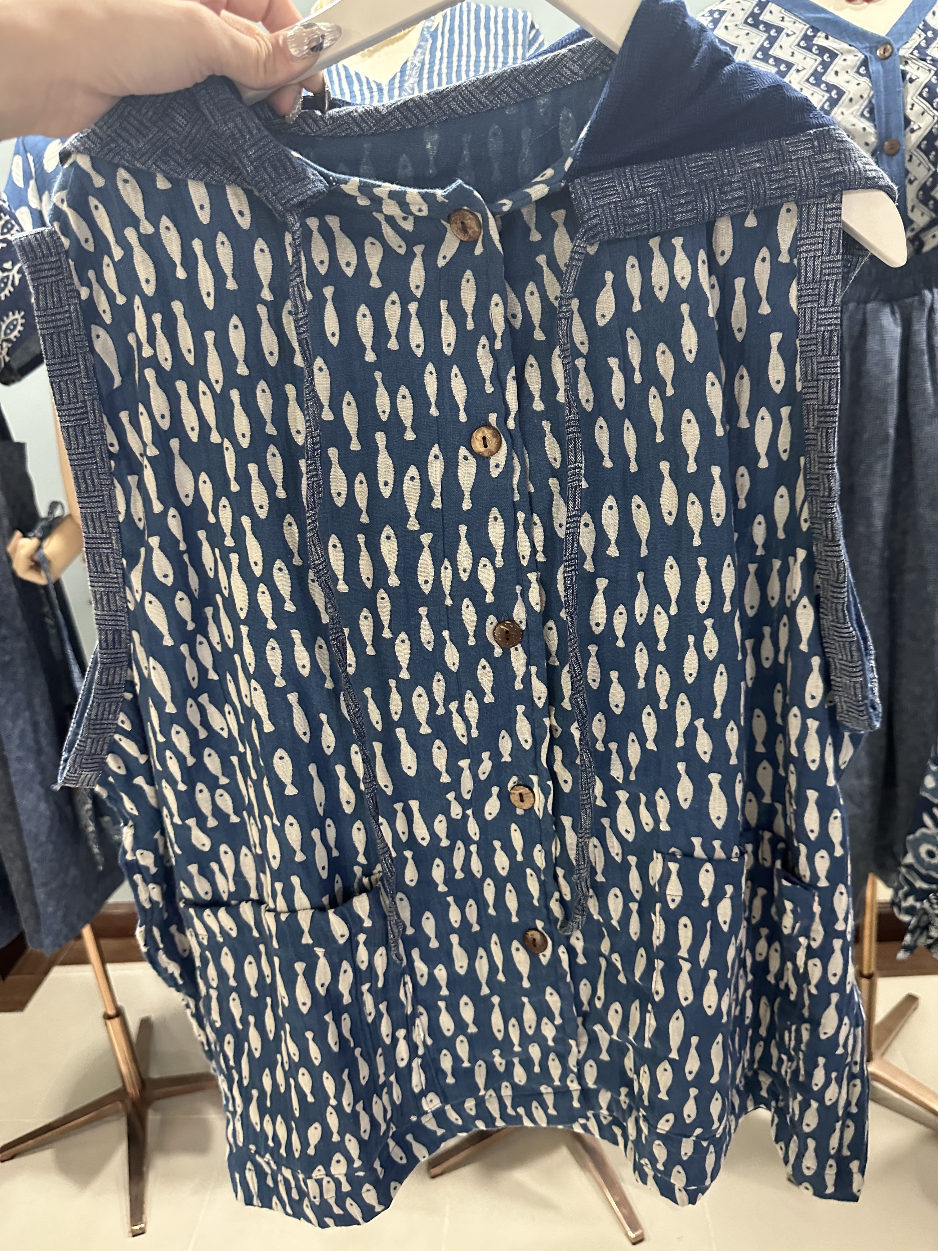 Indigo Sleeveless Hoodie