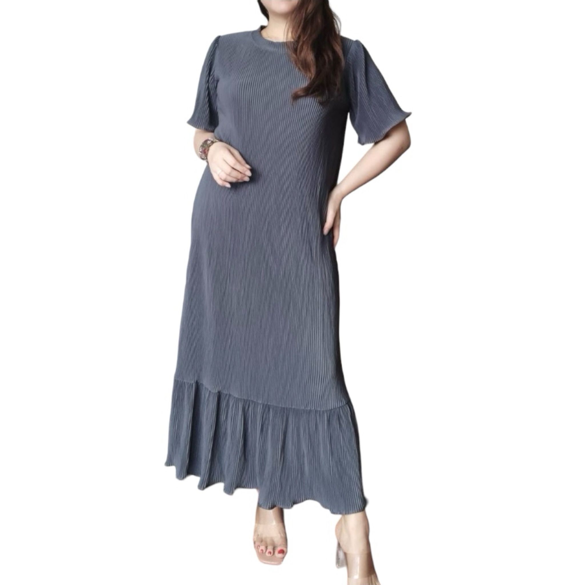 HN Pleated Long Dress Oversized