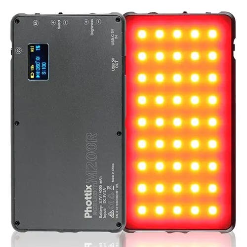 Phottix M200RGB Pocket LED Light with Power Bank for Mobile Phones & Tabletop tripod