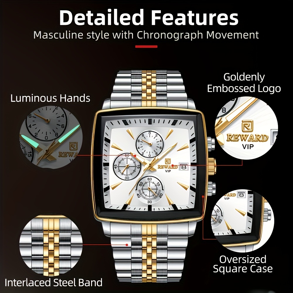 Rectangle Men's Watches Quartz Wristwatches Luxury Business Watch