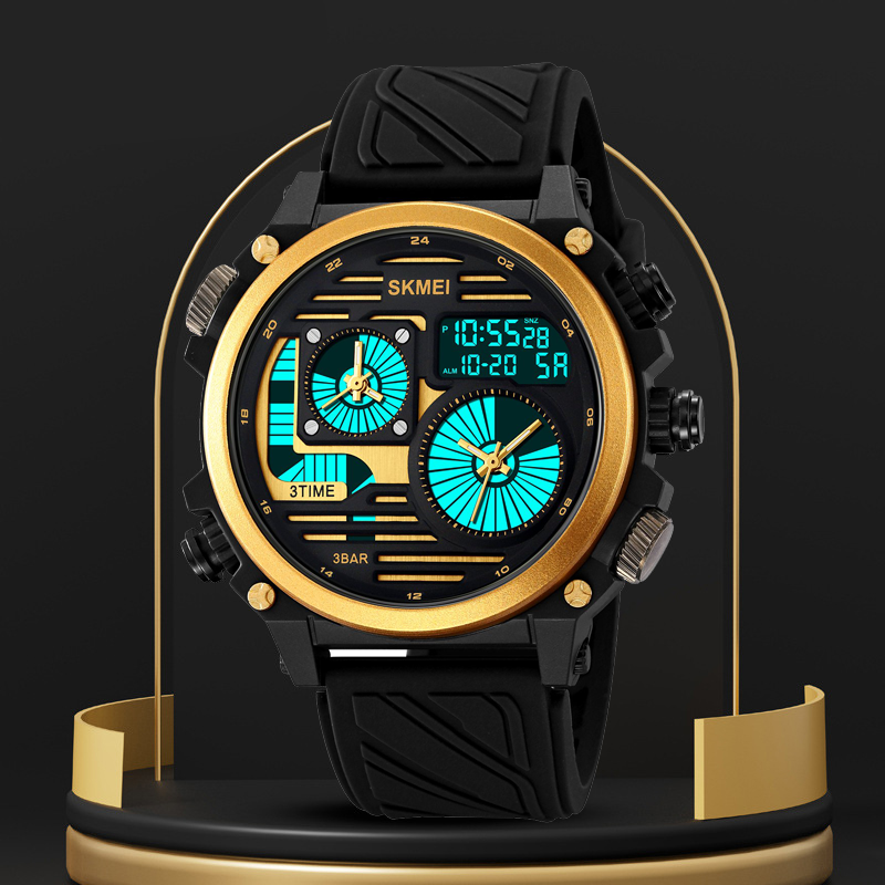 Military waterproof large dial four time watch