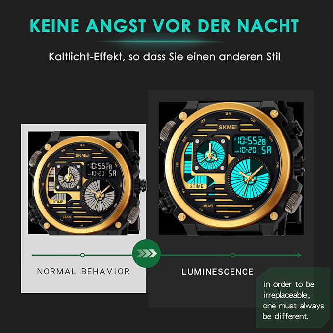 Military waterproof large dial four time watch