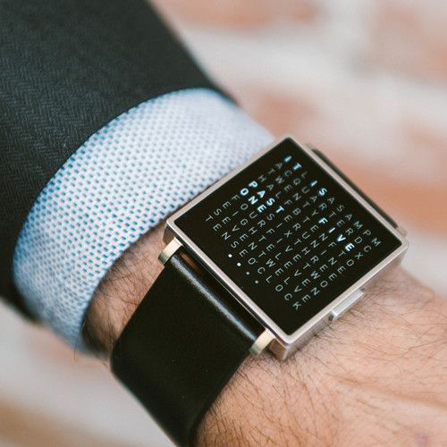 Creative LED letter display square steel strap watch