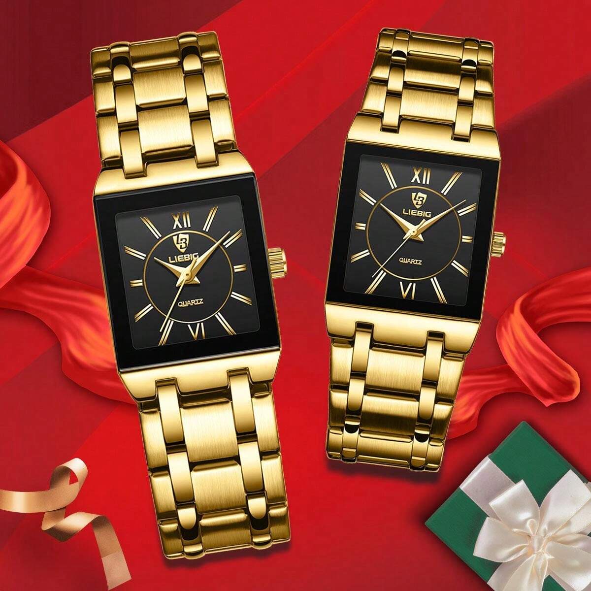 Men Women Classic Square Business Quartz Watch 