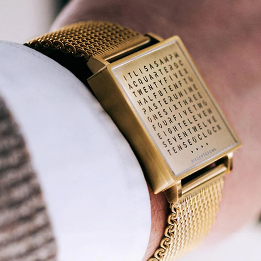 Creative LED letter display square steel strap watch