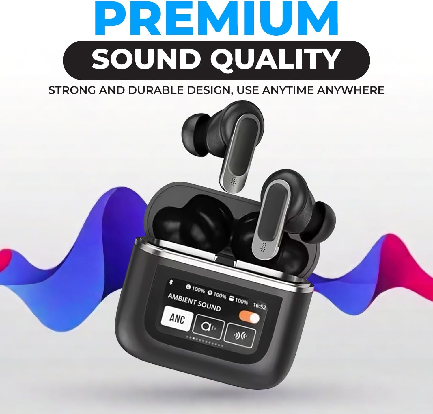 V8 Wireless Earbuds with LCD Touch Screen