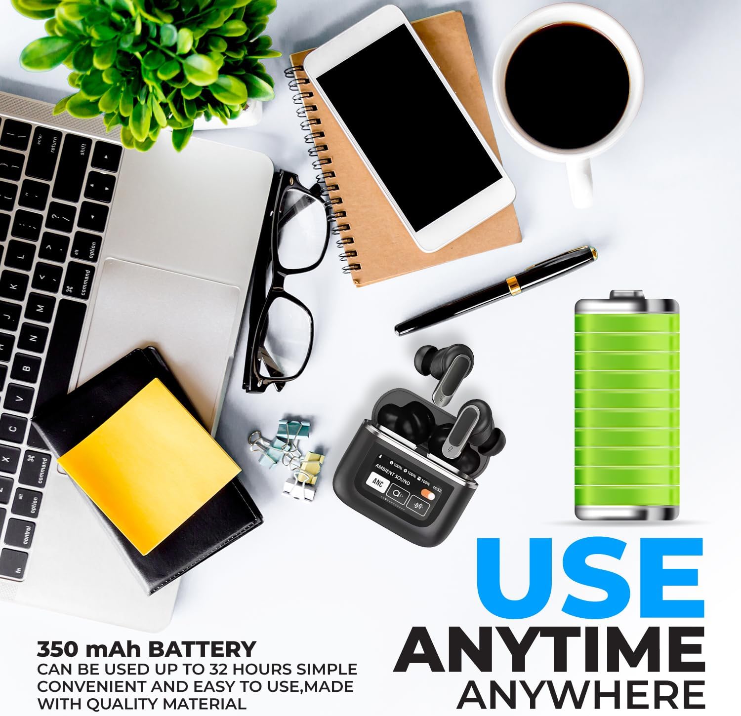 V8 Wireless Earbuds with LCD Touch Screen