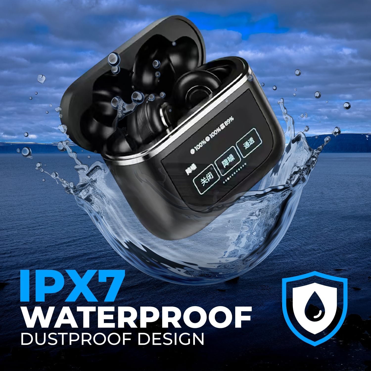 V8 Wireless Earbuds with LCD Touch Screen