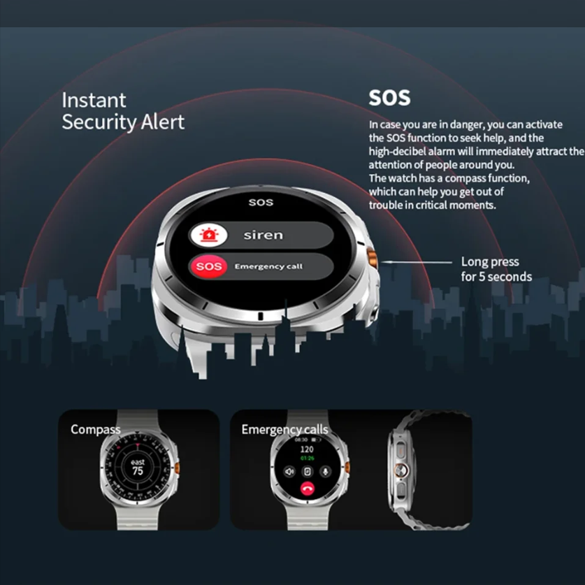 2024 New Compass NFC GPS Track Bluetooth Call Smart Watch