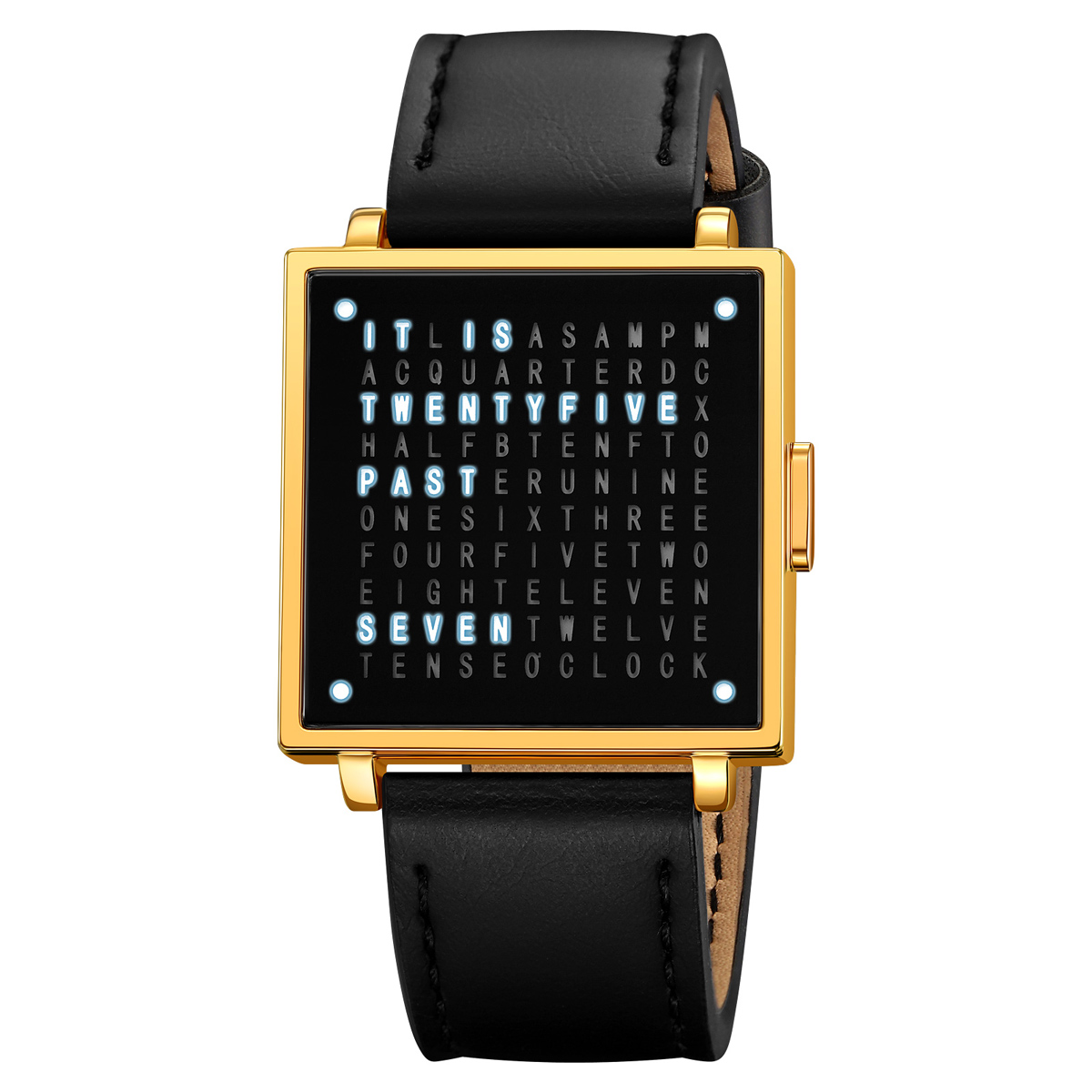 Creative LED letter display square steel strap watch