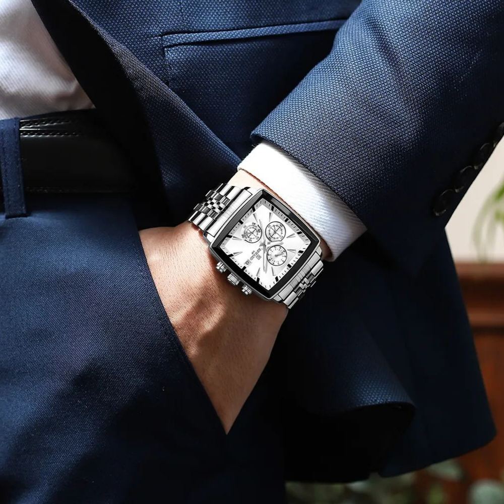 Rectangle Men's Watches Quartz Wristwatches Luxury Business Watch
