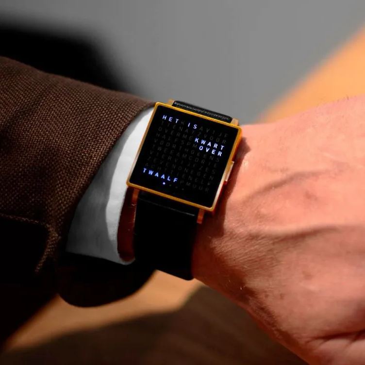 Creative LED letter display square steel strap watch