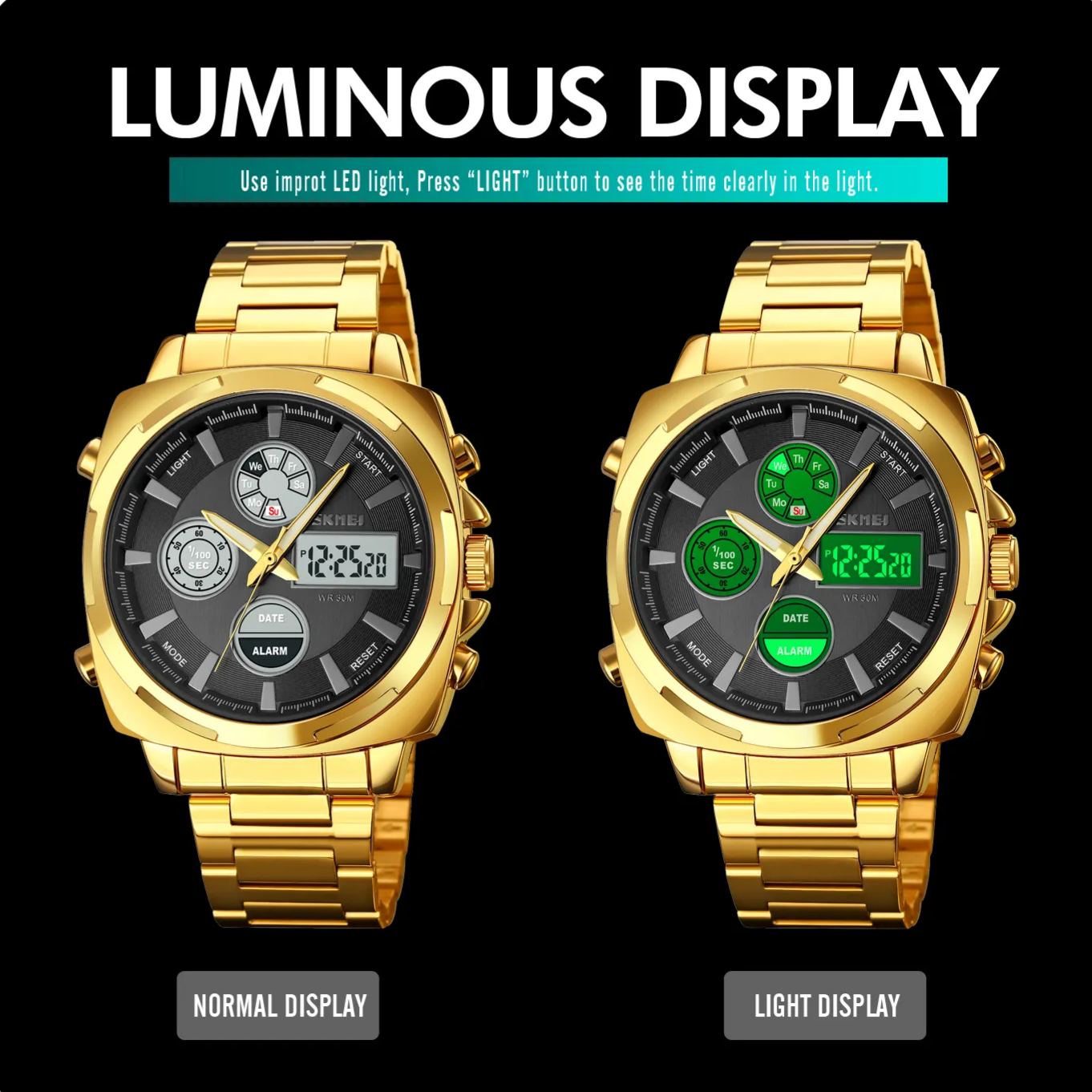 Multi functional dual movement watch