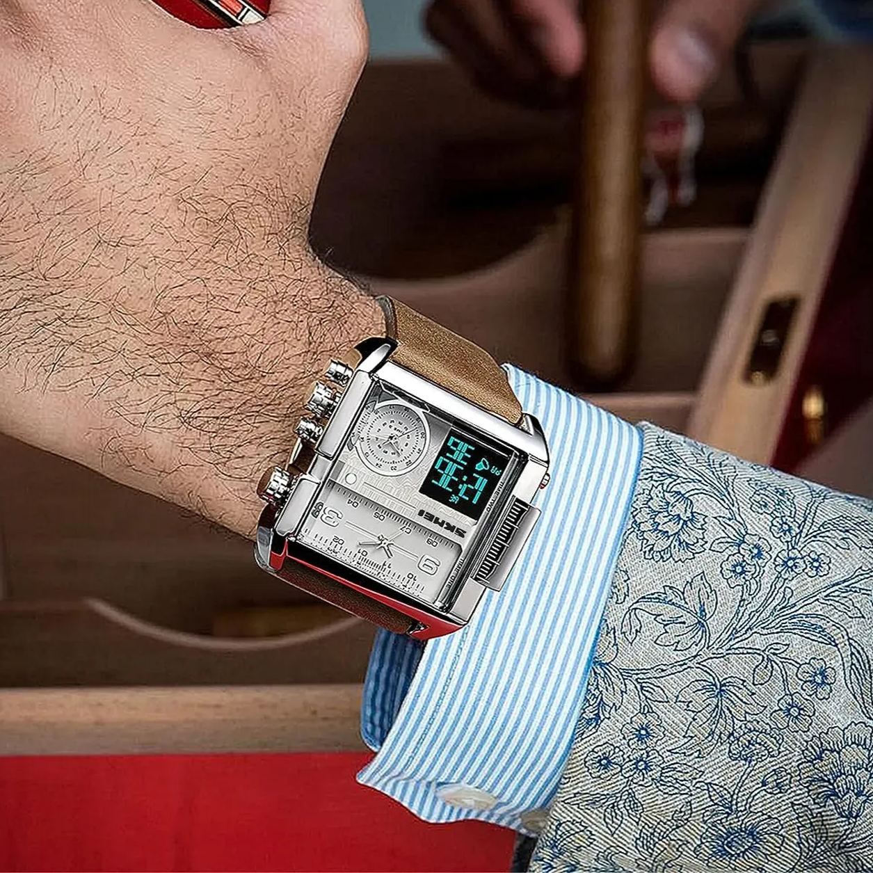 Men's Triple Display Quartz Watch