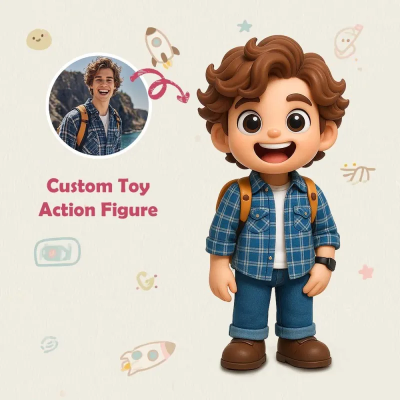 Custom 3D Action Figure From Your Photo Personalized Toy Figure for Travel Lover