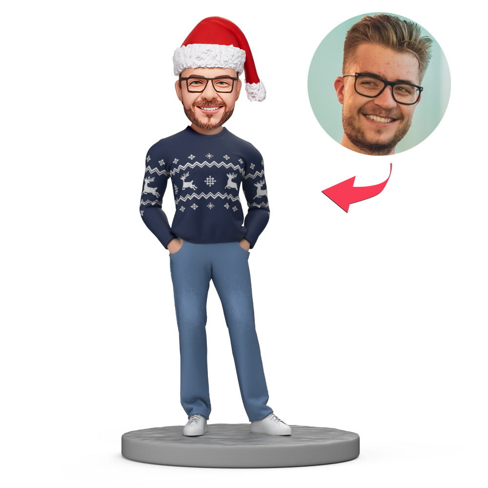 Men Wear Christmas Casual Clothes Custom Bobblehead with Engraved Text