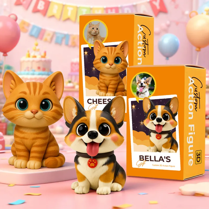 Custom 3D Figurine Animal Figurine Personalized Photo Memorial Gift for Dog Cat Celebration
