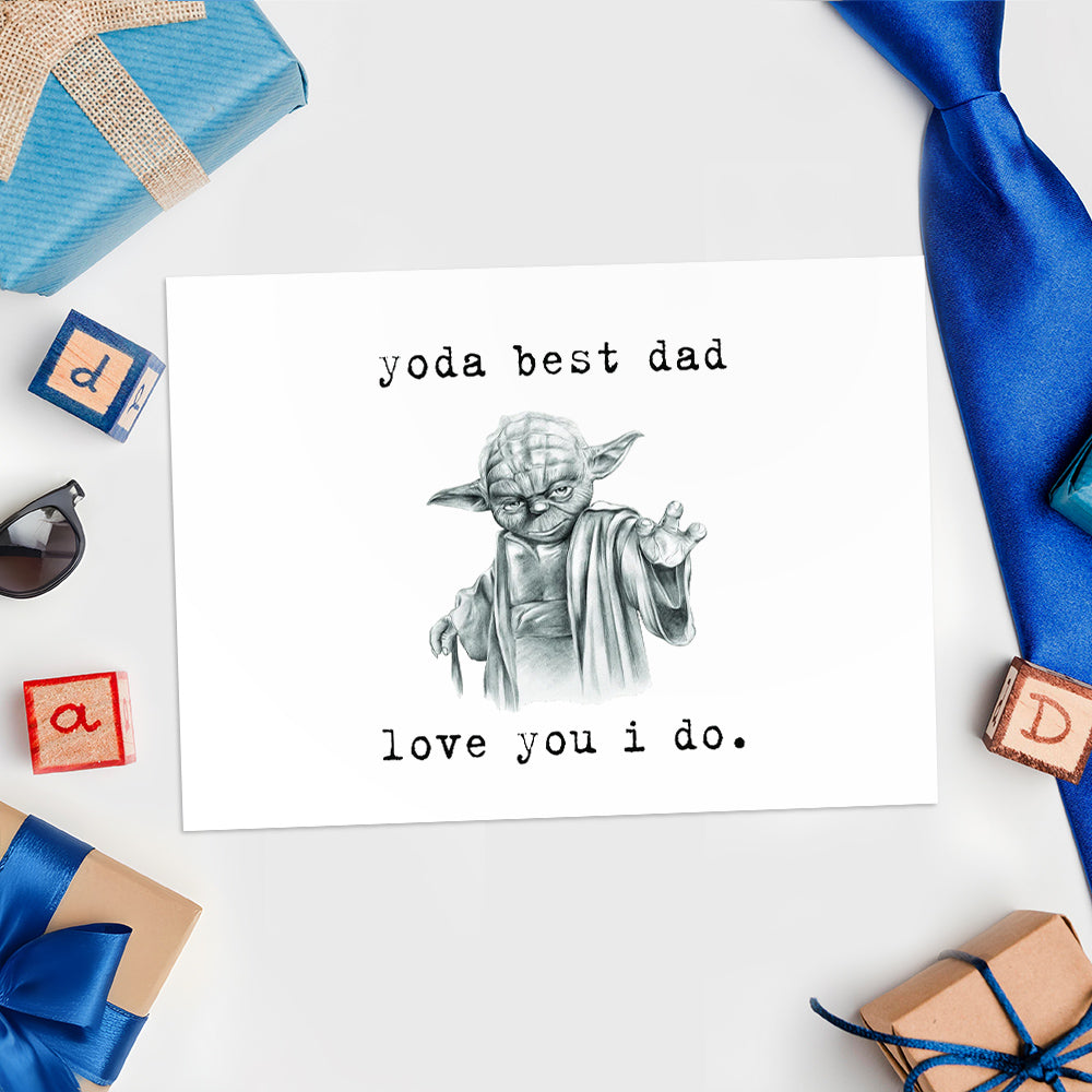 Funny Father's Day Card Star Wars Card Yoda Best Dad Card for Husband