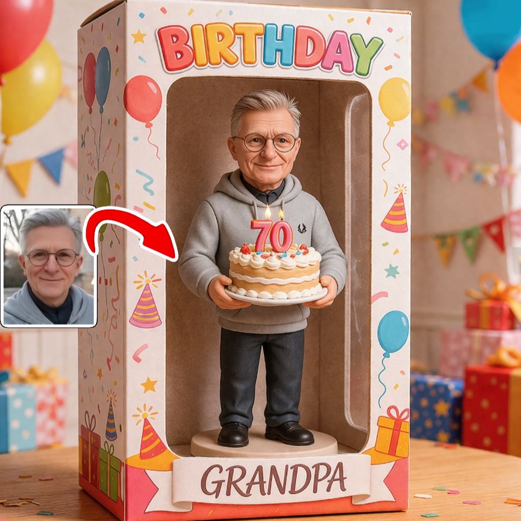 Fully Body Customizable 1 Person in Gift Box, Custom Birthday Bobbleheads With Engraved Text, Unique Gift Idea