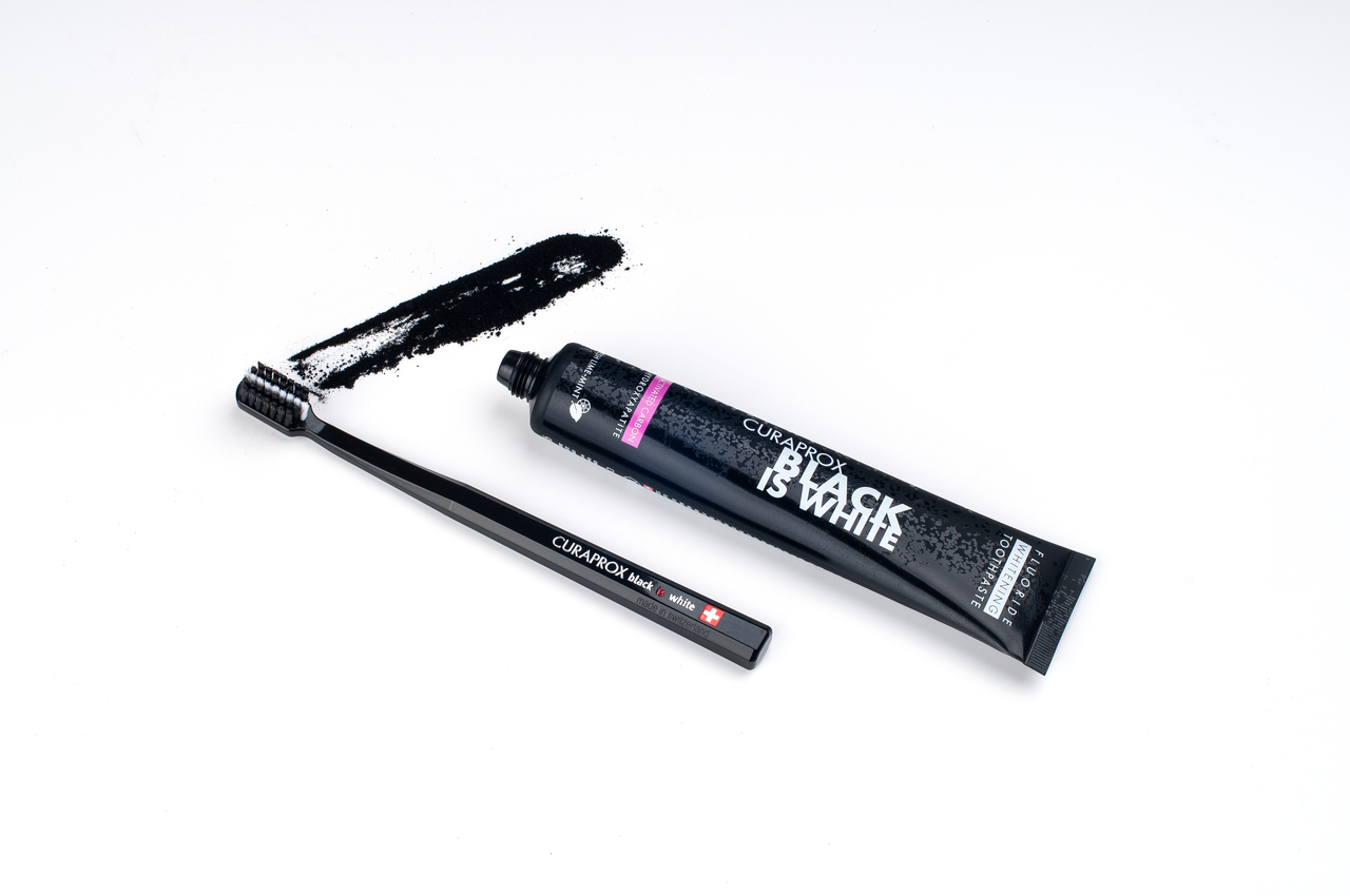 CURAPROX TOOTHPASTE BLACK IS WHITE, 90 ML, WITH TOOTHBRUSH