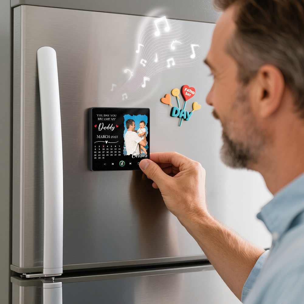 The Day You Became My Dad Personalized Photo Calendar Music Fridge Magnet Father's Day Gift