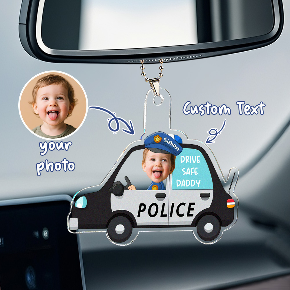 Father's Day Gifts Personalized Photo Drive Safe Daddy Acrylic Car Hanger Gift Idea for Dad