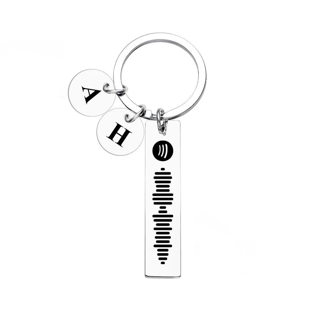 Scannable Spotify Code Keychain With Engraved Circle Pendant Custom Music Song Keychain Gift