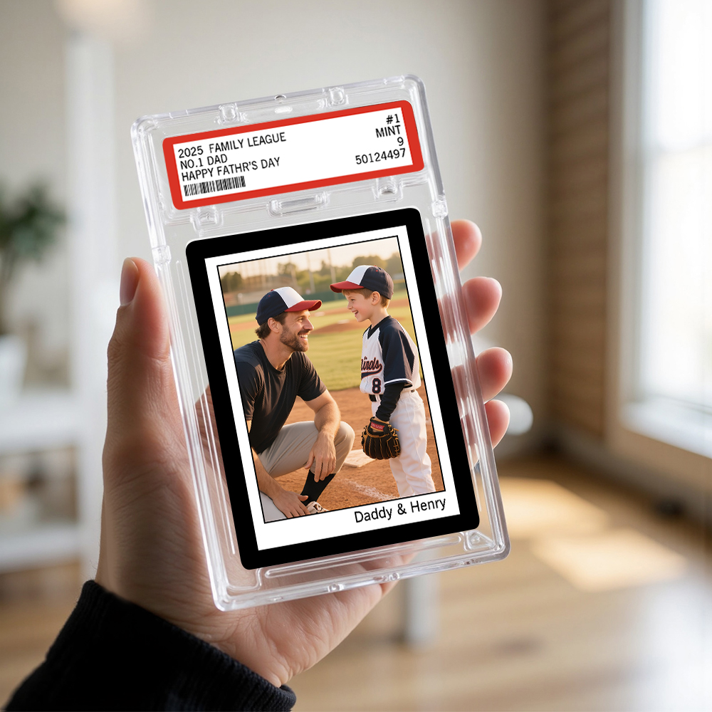 Custom Poke Card Portrait From Photo Personalized Family Card with Custom Text & Photo Special Gift for Dad Kids Couples or Friends