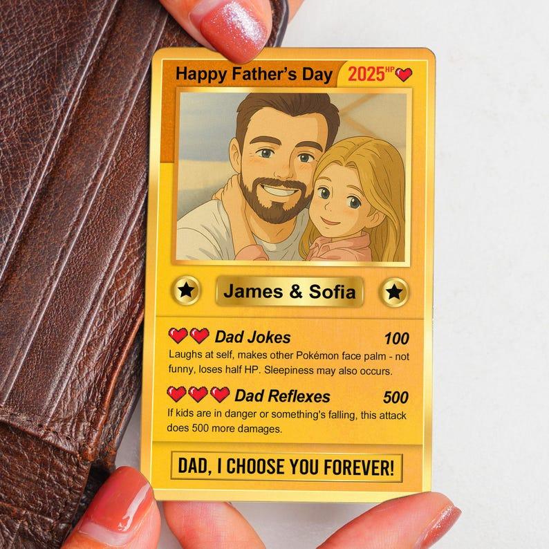 Personalized Father's Day Anime Cards, Custom Photo Anime Card, Fathers Day Gift For Dad, Gift For Husband