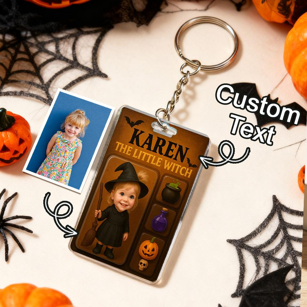 Custom 3D Effect Action Figure Pack Packaging Personalized Acrylic Witch Keychain Gift for Halloween - 