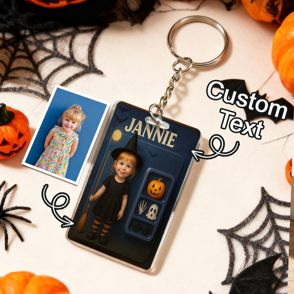 Custom 3D Effect Action Figure Pack Packaging Personalized Acrylic Skull Keychain Gift for Halloween - 