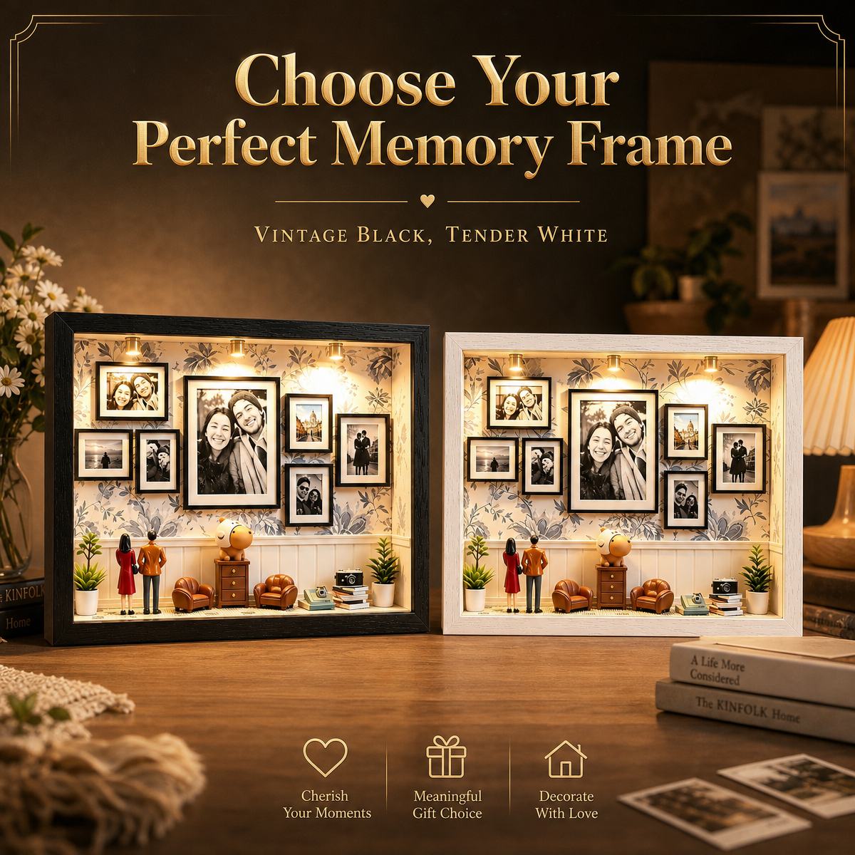 Personalized Photo Museum of Us Frame Home Gallery Frame with Miniature Home Decor Accents Gift for Couples - 