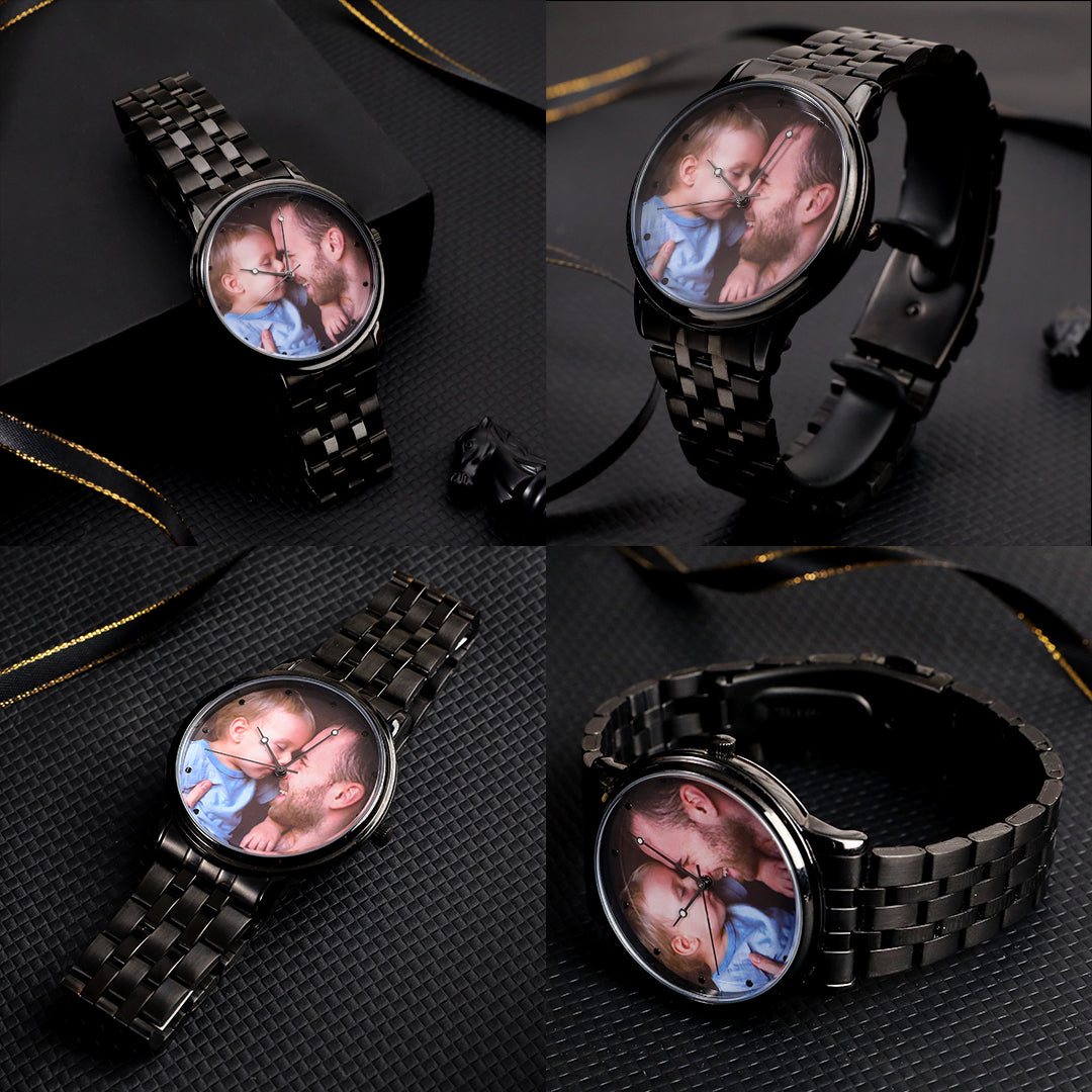 Custom Photo Watch Engraved Alloy Bracelet Gifts for Him - 