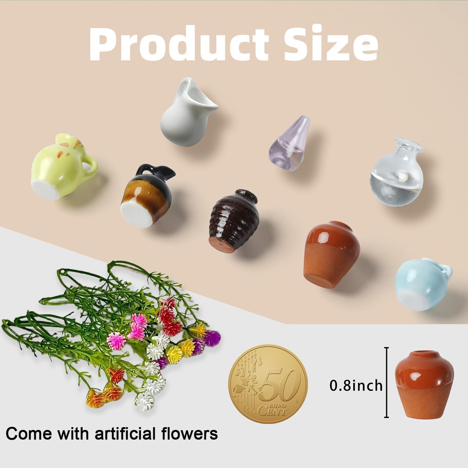 Cute Mini Resin Vase Magnets for Fridge Funny Small Plant Magnets for Refrigerator Decoration Kitchen Locker Kitchen Office (8 Pack) - 