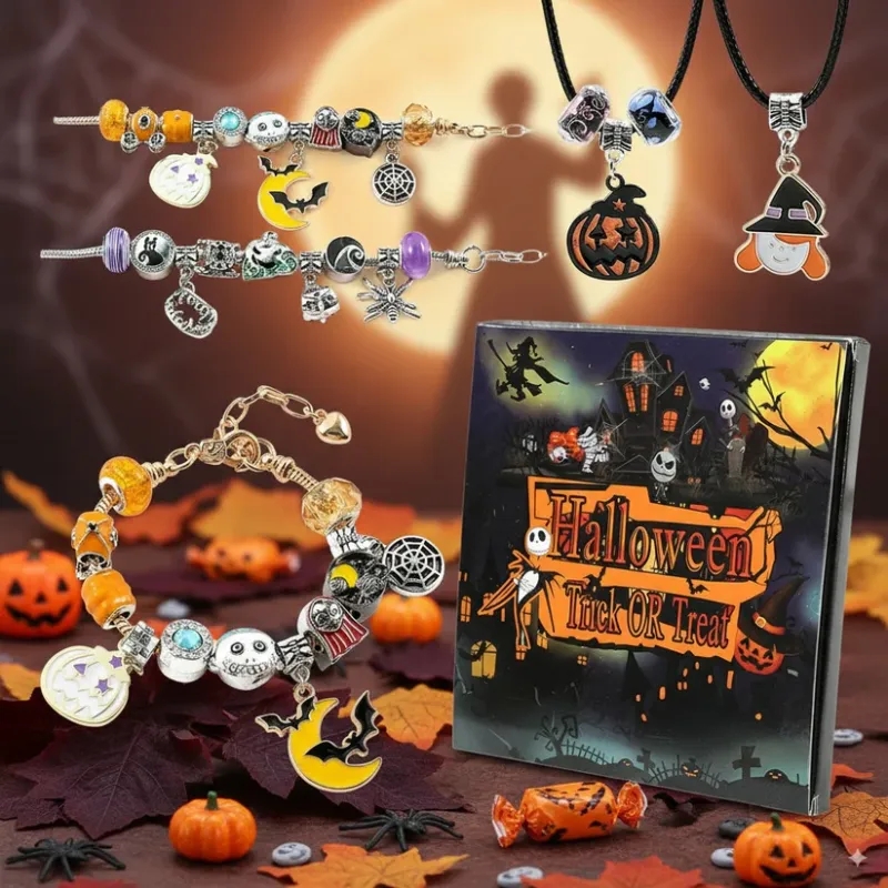 Halloween Advent Surprise Blind Box DIY Charms Beads Bracelet Charms Pendants - 