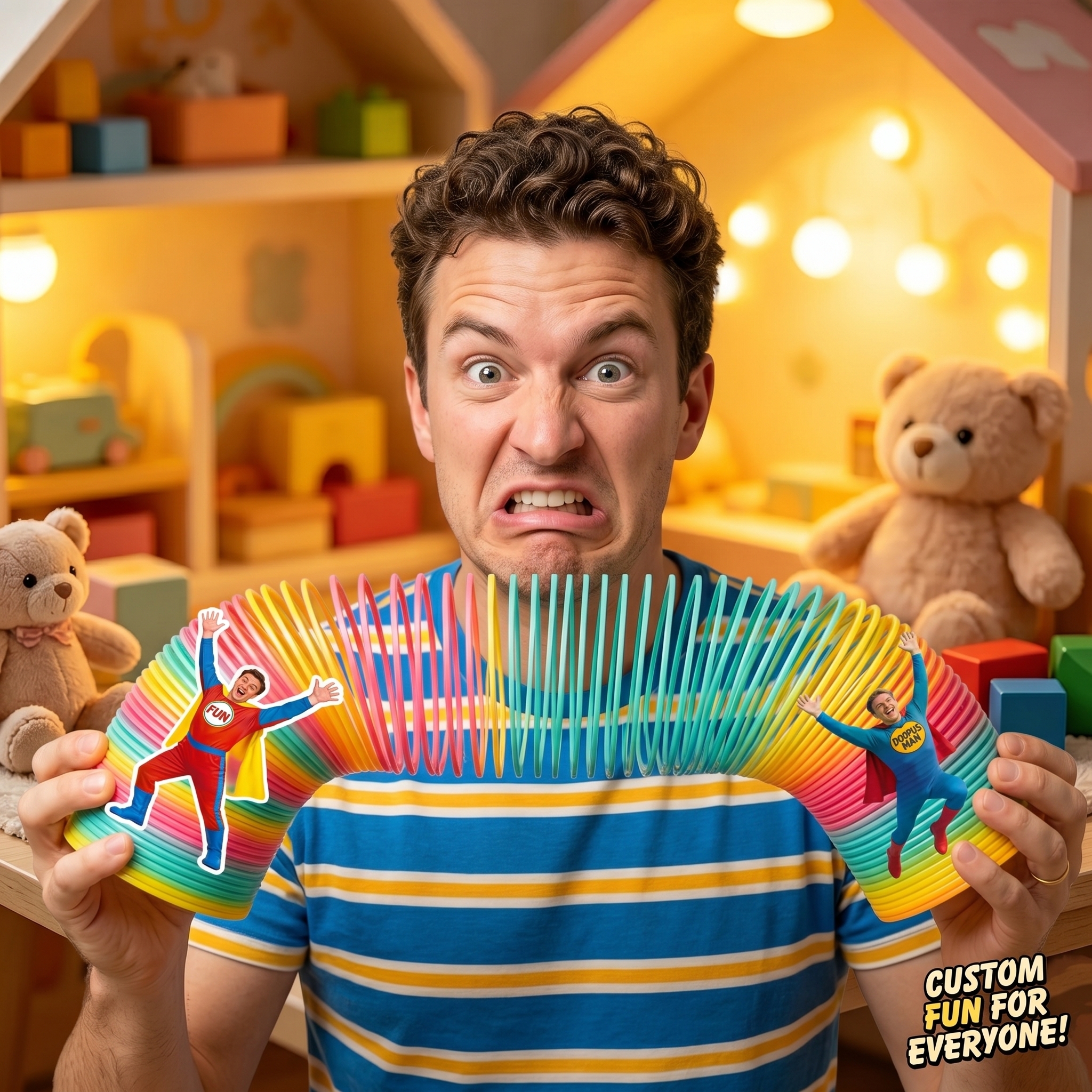 Custom Photo Rainbow Spring Toy Personalized Stretch & Squeeze Stress Relief Coil - 