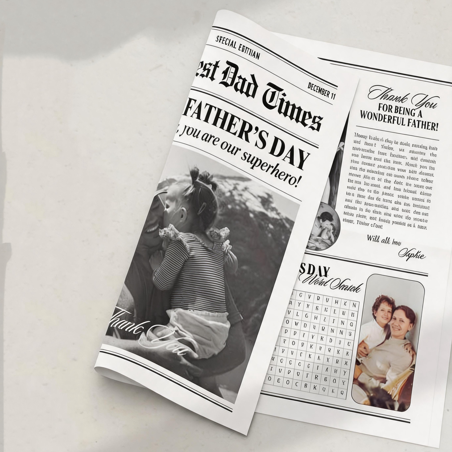 Custom Father’s Day Newspaper – First Father’s Day Gift for Husband | Personalized Keepsake Newsprint - 