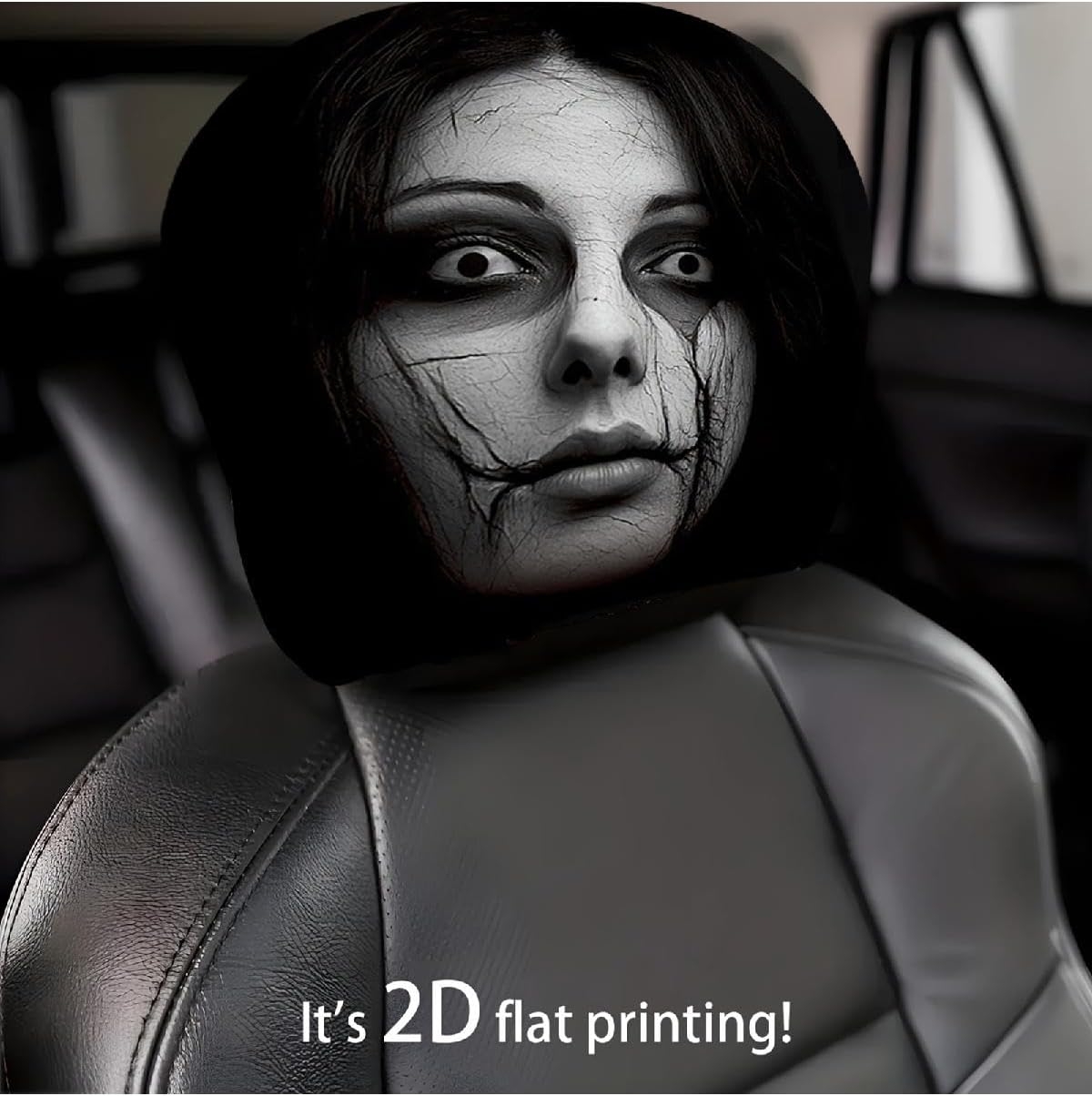 Horror Scary Face Car Headrest Covers, Universal Stretch Auto Seat Head Rest Protectors, Washable Vehicle Interior Decoration Accessories - 