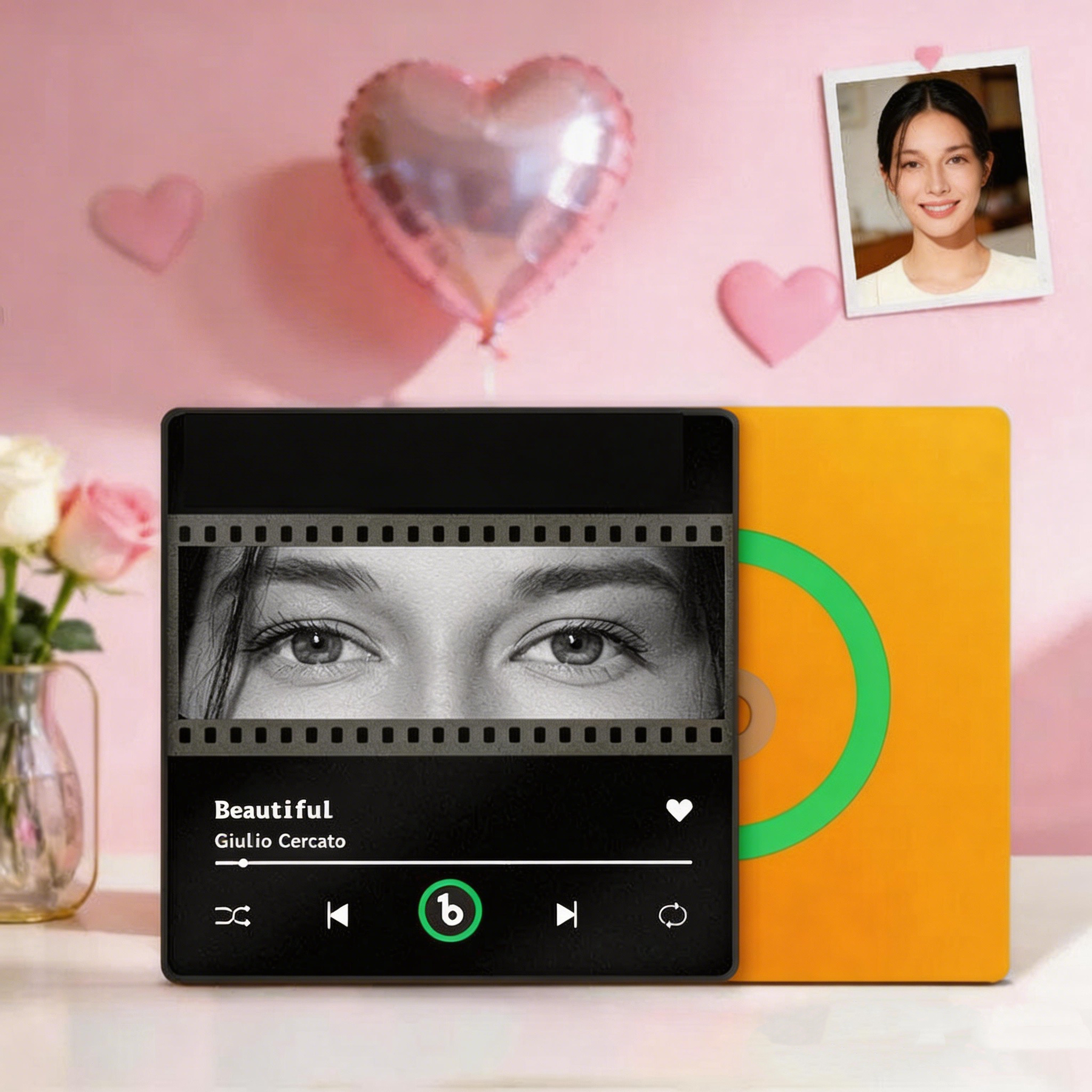 Custom Photo Music Fridge Magnet with Your Lover's Eyes Photos That Can Be Played Song Unique Gift for Her