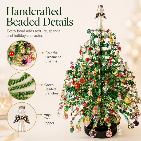 DIY Beaded Christmas Tree Kit – Create Your Own Sparkling Holiday Decoration - 