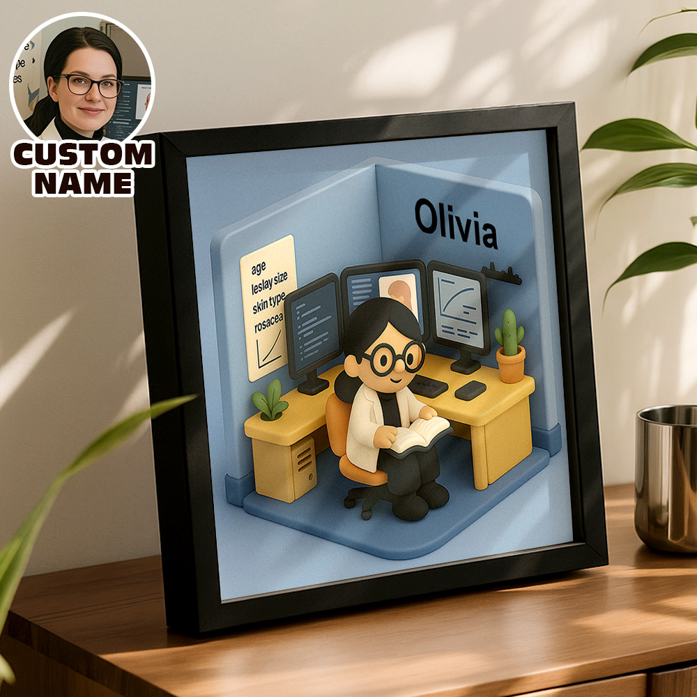 Custom 2D Action Figure Portraits Custom Photo Frame Personalized Toy Box Turn Yourself Into Personalized Diorama Scene Art  Mini Me Figurine Gift - 
