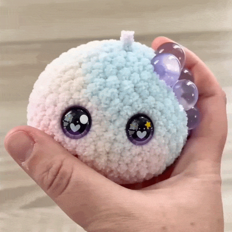 Crochet Bubble Squishy Ball – Soft Handwoven Fidget Toy with Slow-Rising Bubble Pop, Cute Sensory Stress Relief Toy - 