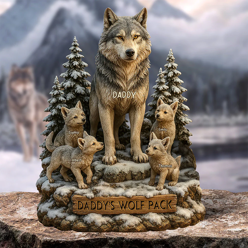 Wolf Dad Plaque - Personalized Gifts For Dad - 