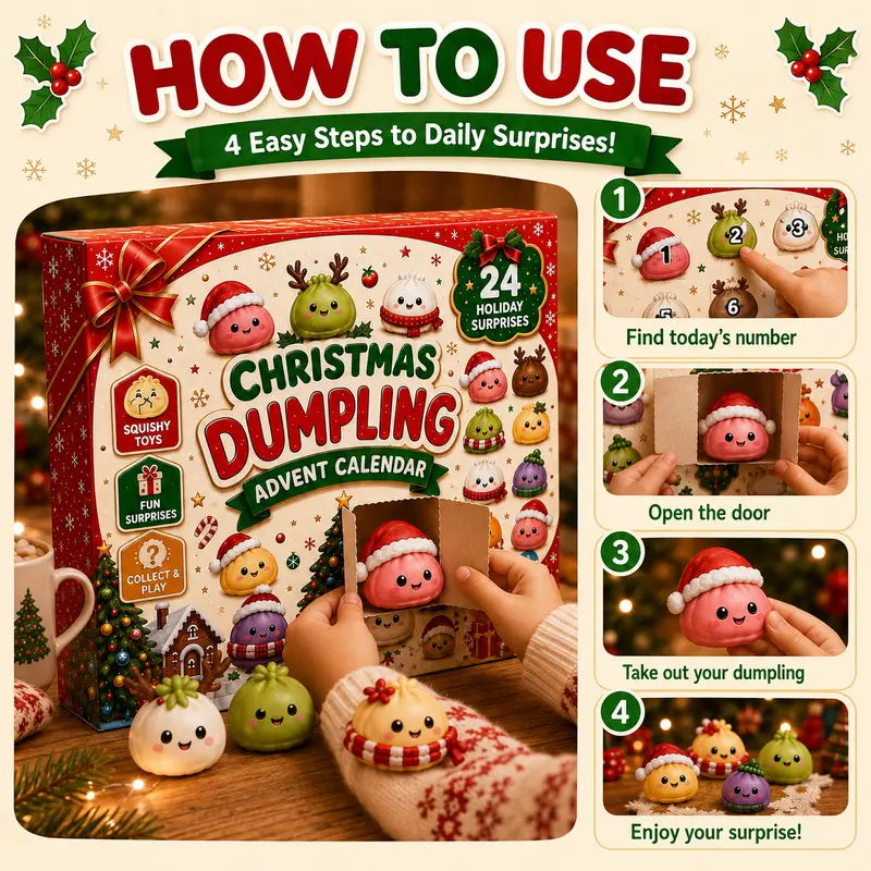 Advent Calendar 24 Christmas Dumpling  Squishy Surprise Gifts For Kids Or Family Ideas - 