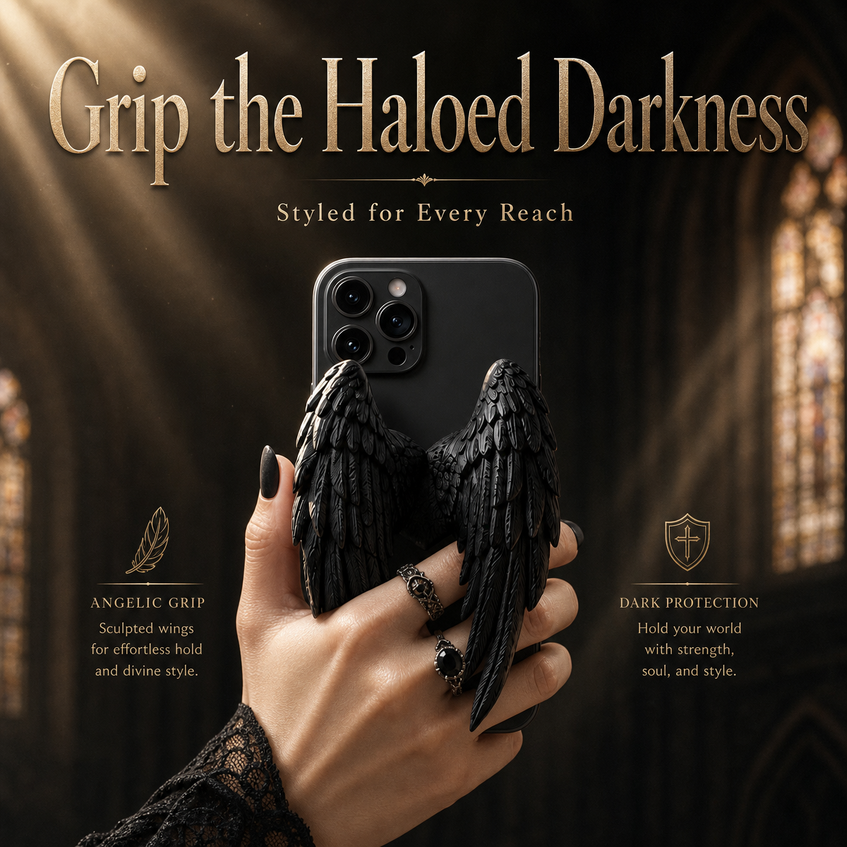 Angel Wings Magnetic Phone Holder – 3D Guardian Wing Design Phone Stand - 