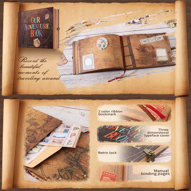 DIY Our Adventure Book Travel Diary Album Scrapbook Retro Style Travel Souvenir Valentine's Day Gift