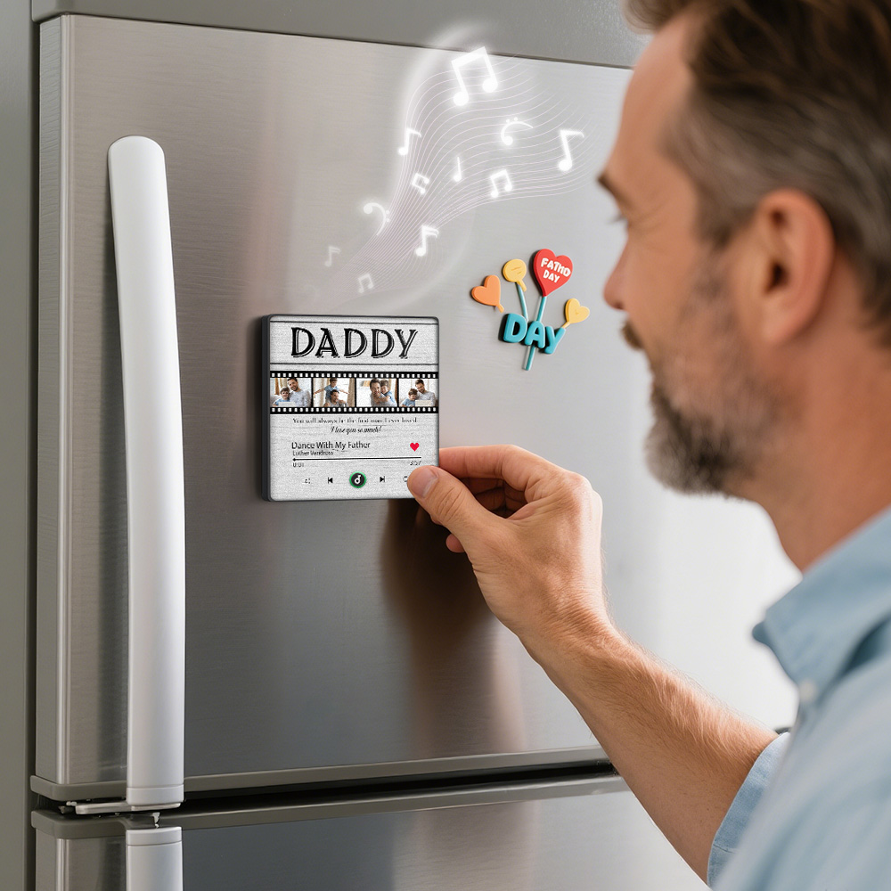 Custom Photo Film Roll Music Fridge Magnet Personalized Film Photo Fridge Magnet That Can Play Songs Father's Day Gift for Dad - 