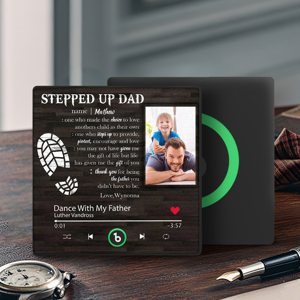 Custom Photo Stepped Up Dad Music Fridge Magnet That Can Play Songs Father's Day Gift for Father - 