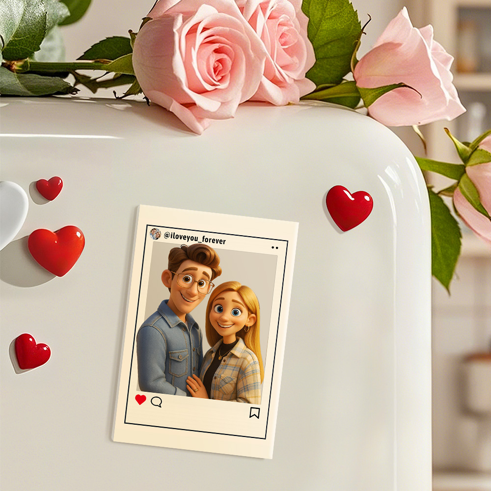 Custom Cartoon Style Art Gift Personalized Acrylic Fridge Magnets Couple's Gifts Wedding Gifts - 